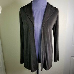 Chicos Travelers Size 0 Small Dark Brown Open Front Collar Stretch Jacket Top